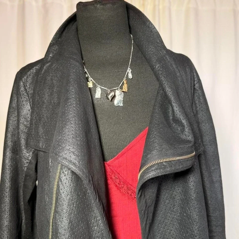 Georgie Made in USA Black Faux Leather Jacket – Size L (Fits M) - Picture 3 of 8